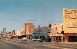 Vintage photo of Bellflower Boulevard, featuring The Exchange, from the 50's